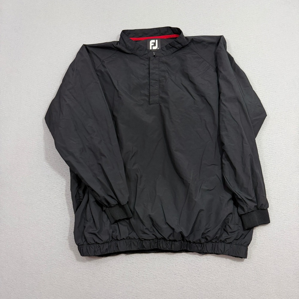 FootJoy Windbreaker Men's 3XL Black Pullover Golf Jacket Long Sleeve Golfing